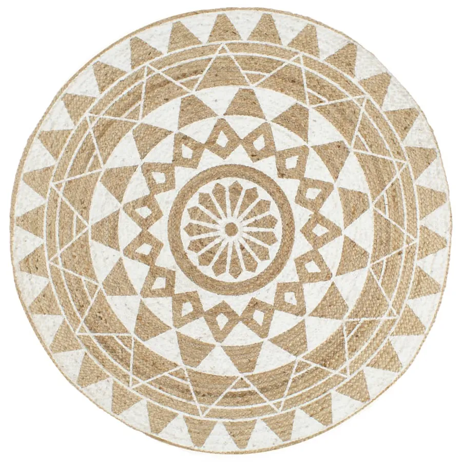 Biały dywanik w geometryczny wzór 120 cm N4-K96