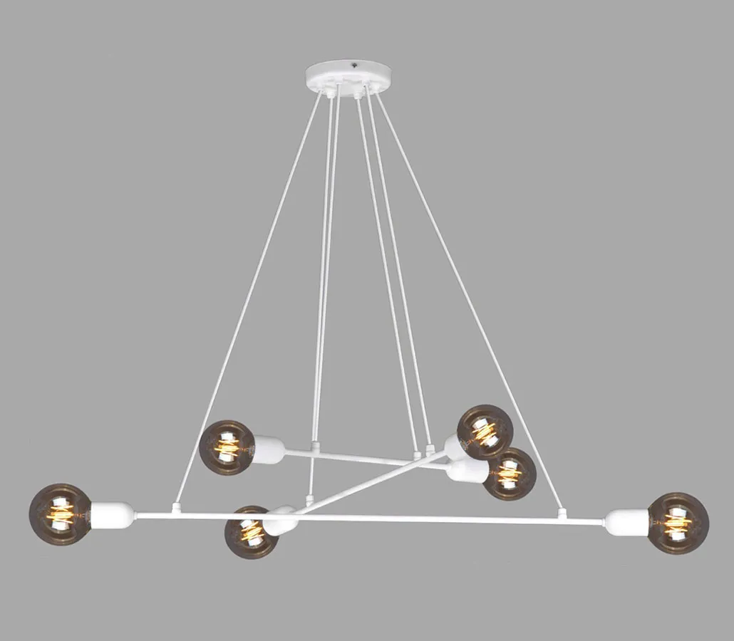 Biała loftowa lampa wisząca z odkrytymi żarówkami - 4X A728 H1-N85