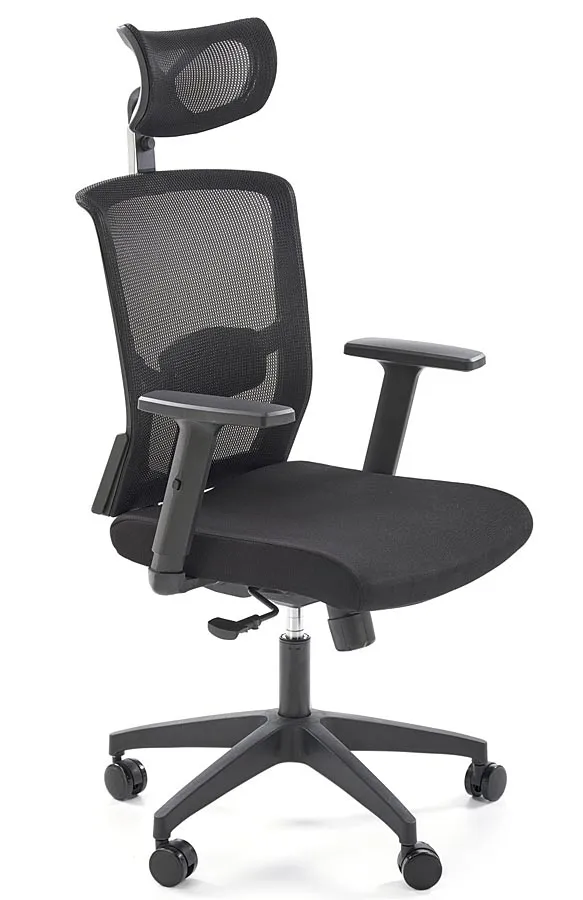 Elior Czarny ergonomiczny fotel obrotowy z regulowanym zagłówkiem - Kenzo