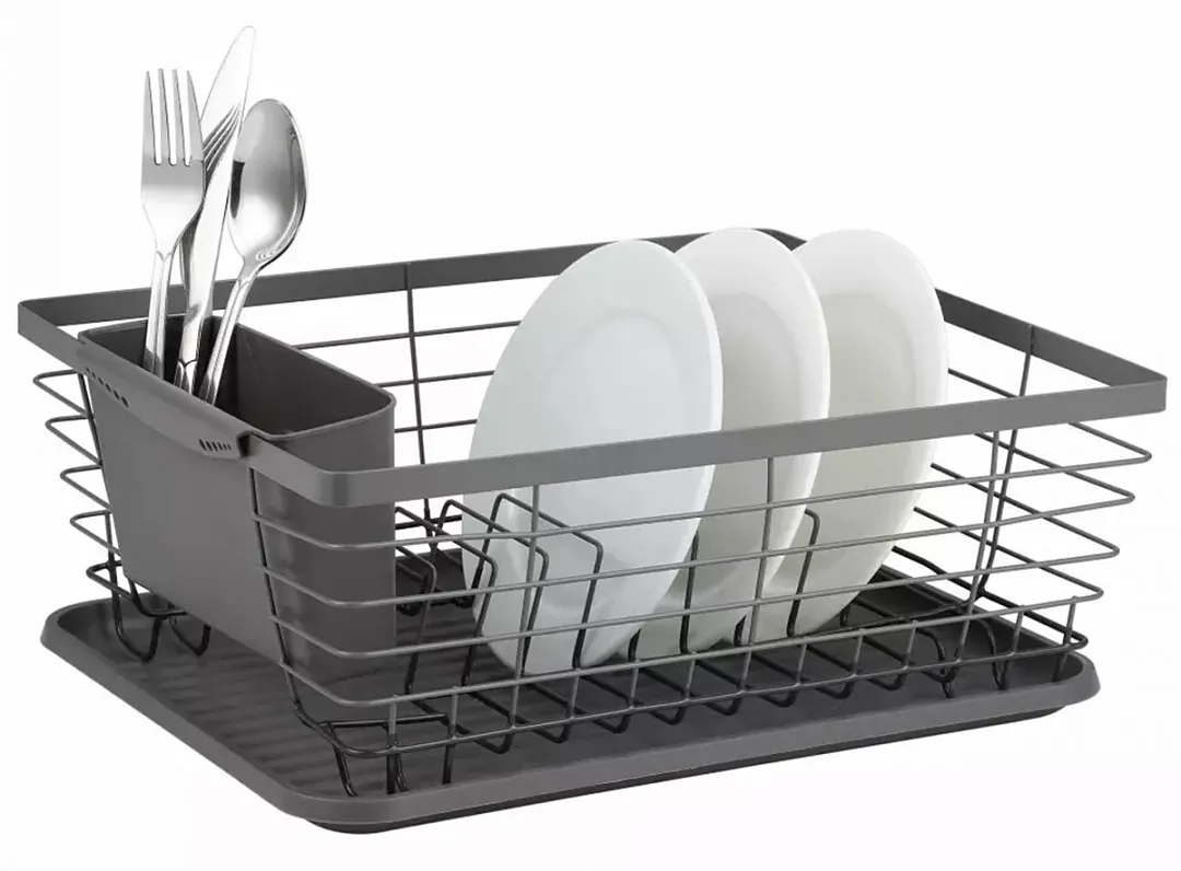 Metalowa szara suszarka kuchenna na naczynia R1-D71