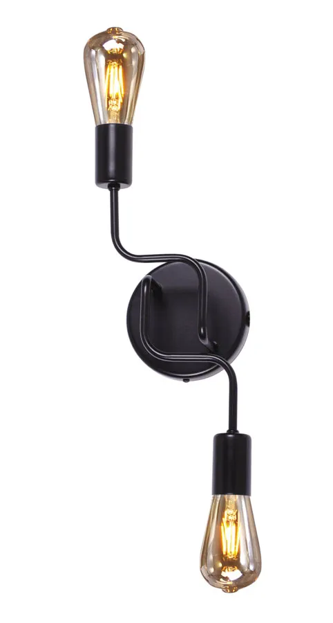 Czarny loftowy kinkiet z widocznymi żarówkami - A731-Imerix