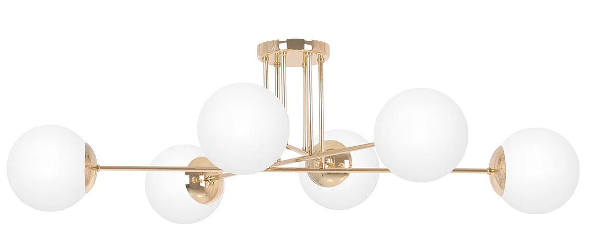 sześciopunktowa Złota lampa sufitowa glamour Sucol