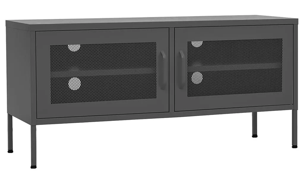 Stalowa szafka RTV w stylu loft antracyt Biały połysk D7-H28