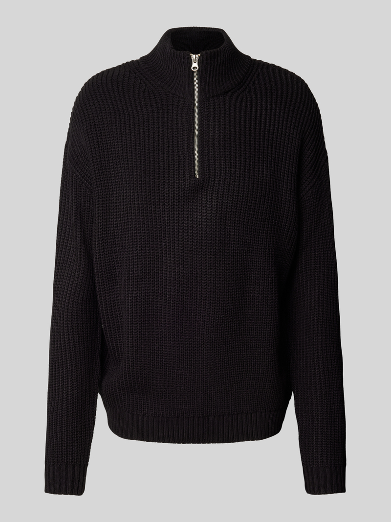 Sweter z dzianiny z prążkowanymi wykończeniami