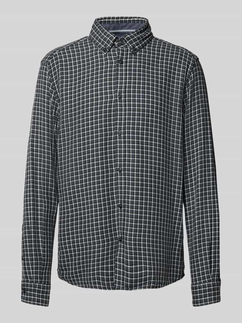 Koszula casualowa o kroju regular fit z fakturowanej bawełny z kołnierzykiem typu button down