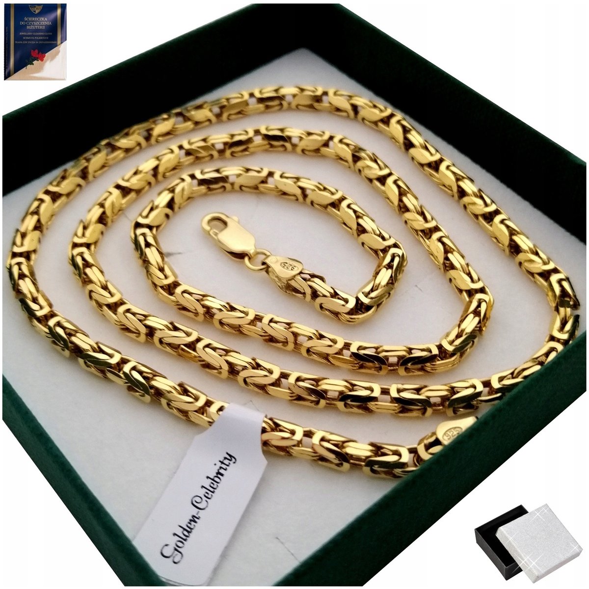 Złoty Łańcuszek Męski Splot Królewski 925/585 Prezent Dla Mężczyzny+Gratisy