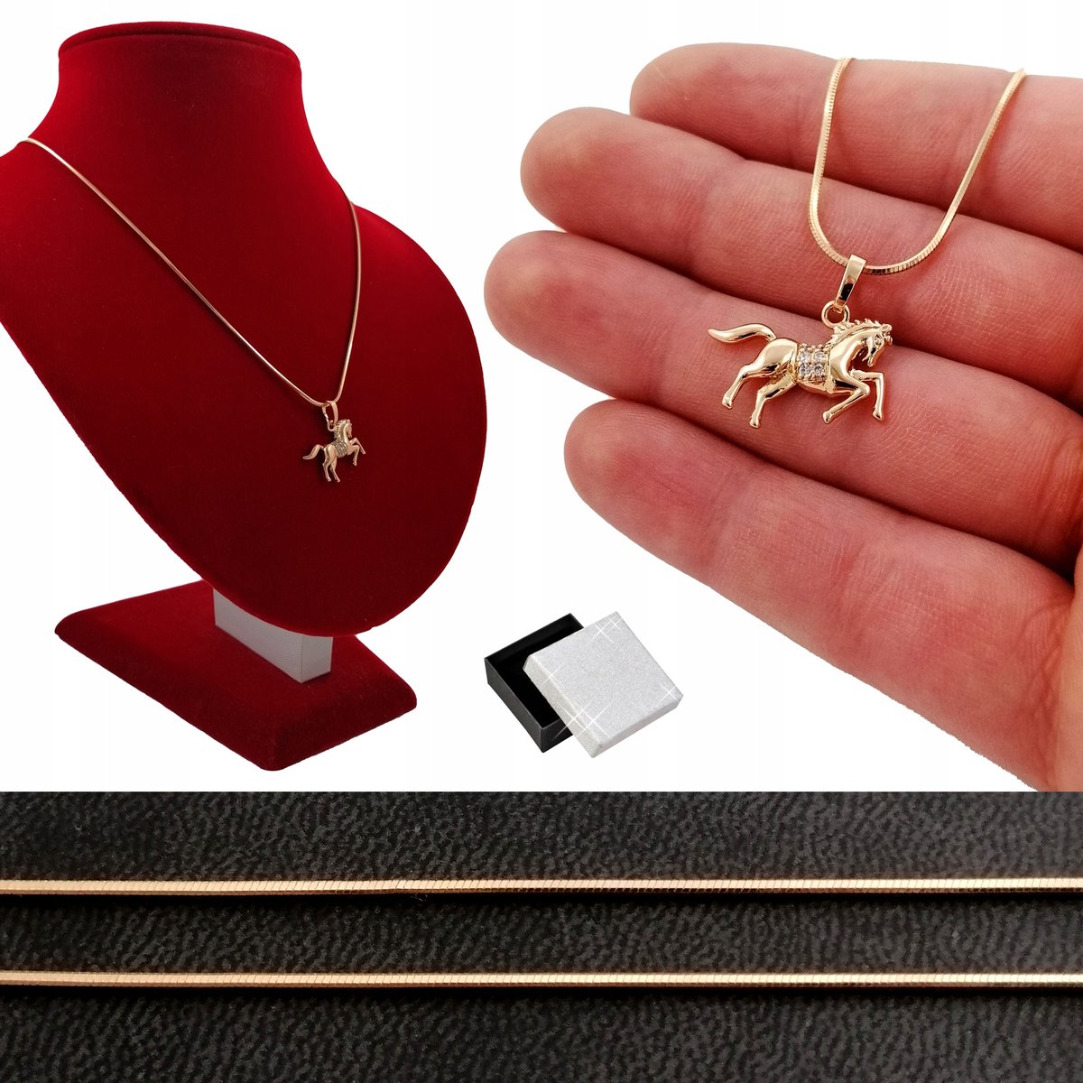 Złoty Naszyjnik Koń 18 Karatów Prezent + Dedykacja