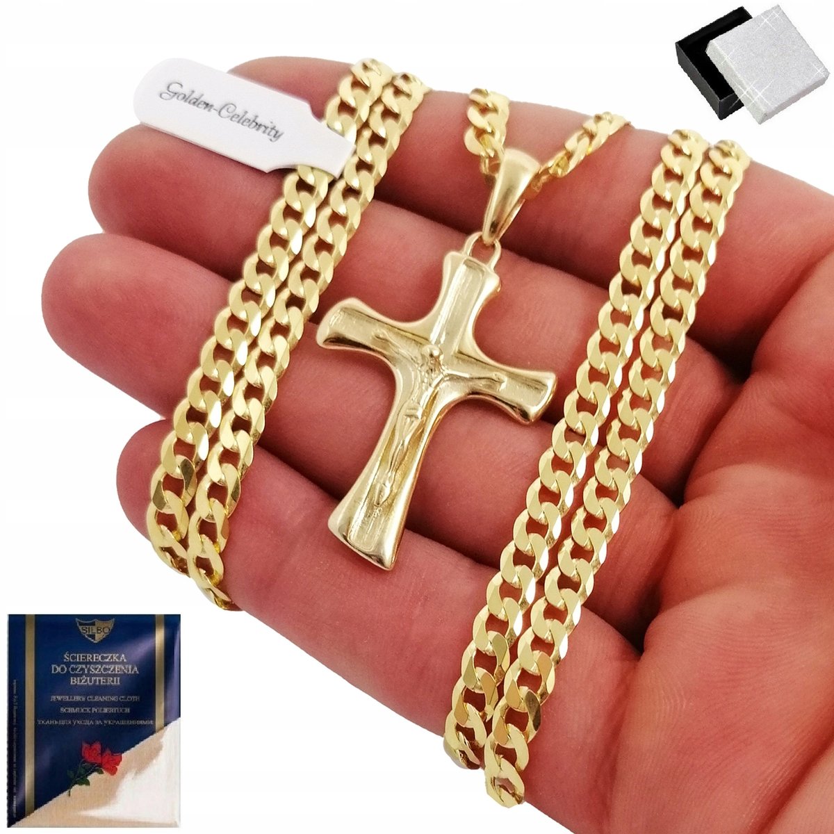 Męski Złoty Łańcuszek Pancerka+Krzyżyk Pr. 585 925