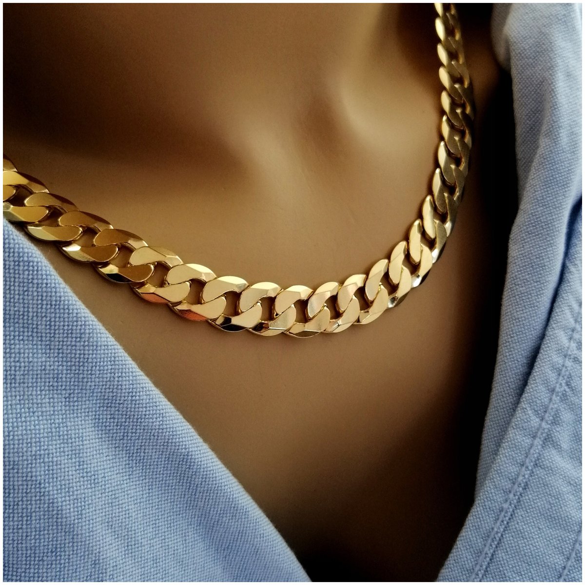 Łańcuszek Złoty Splot Pancerka Srebro 925 + Złoto 585 Szeroki Gruby 7,5 Mm