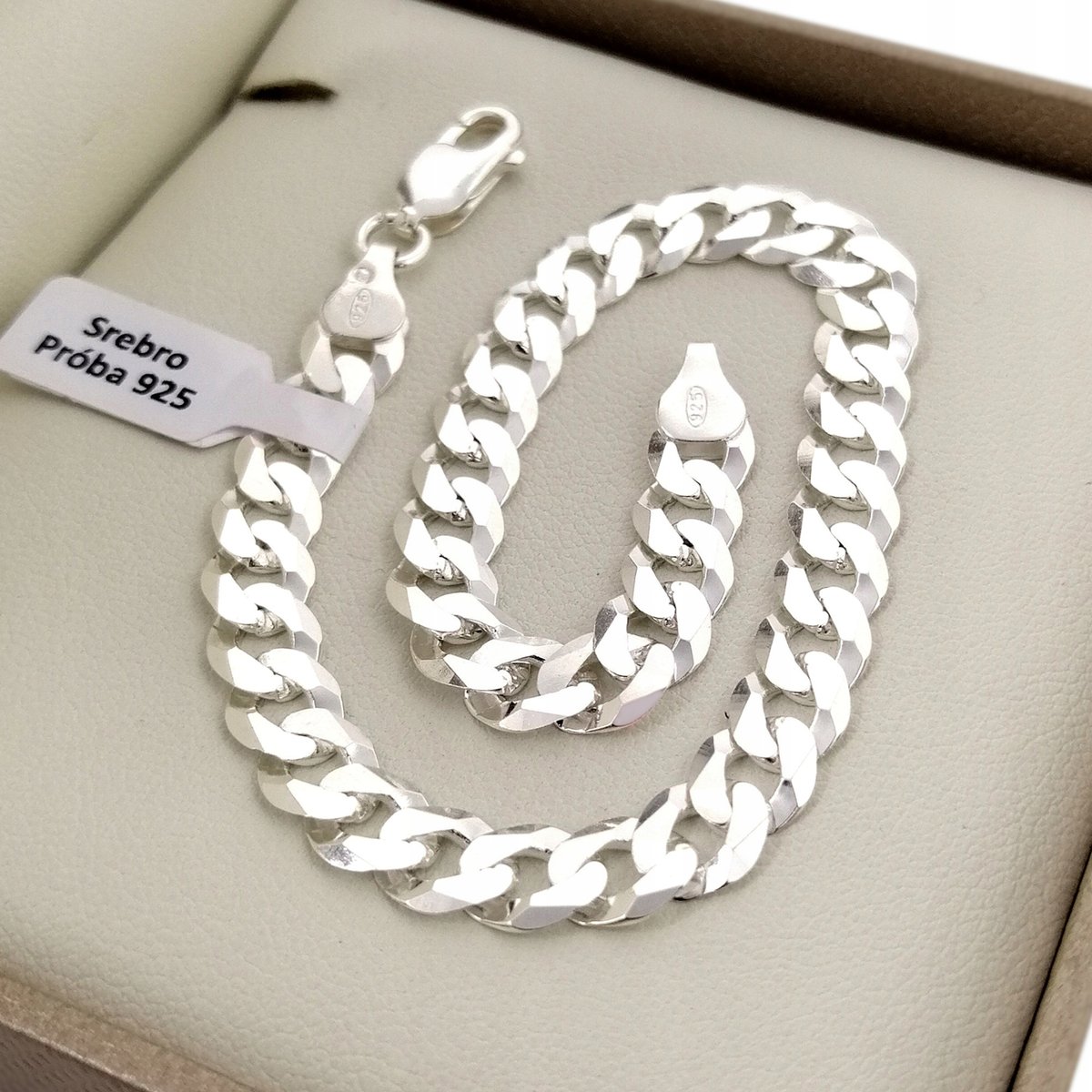 Srebrna Męska Bransoletka Pancerka 19,5 Cm/7Mm 925