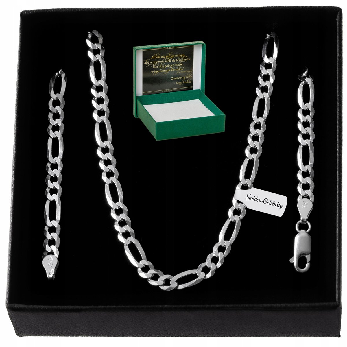 Srebrny Łańcuszek Męski Diamentowany Figaro 50Cm/4,5Mm Srebro 925 + Gratis