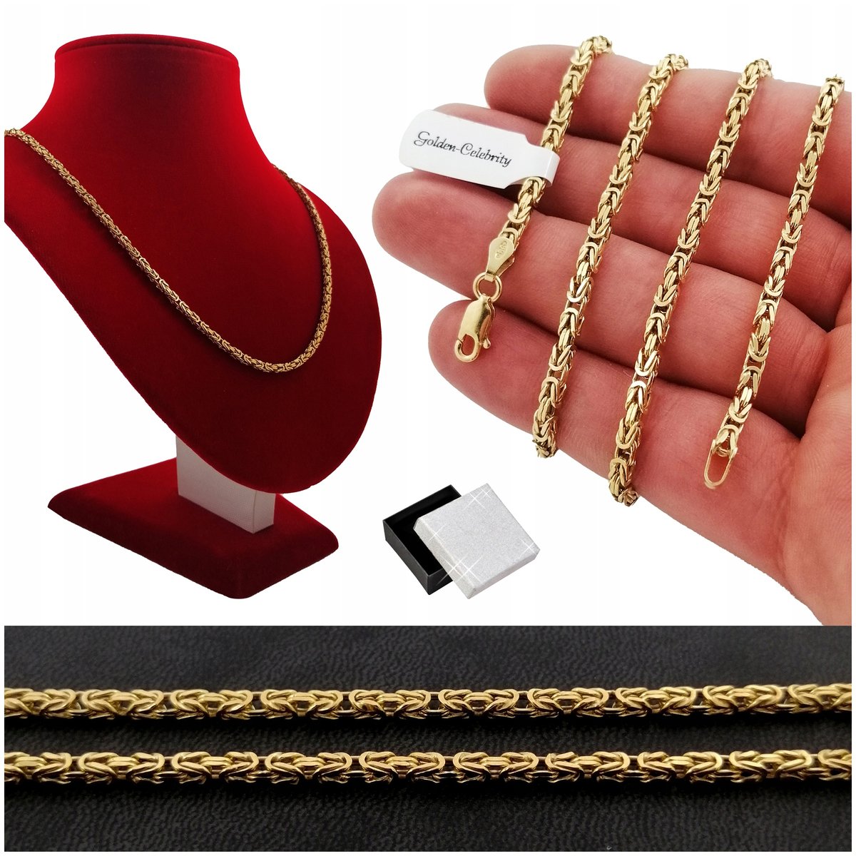 Damski Łańcuszek Splot Królewski Srebro Próby 925/585 14K + Gratis Dla Niej