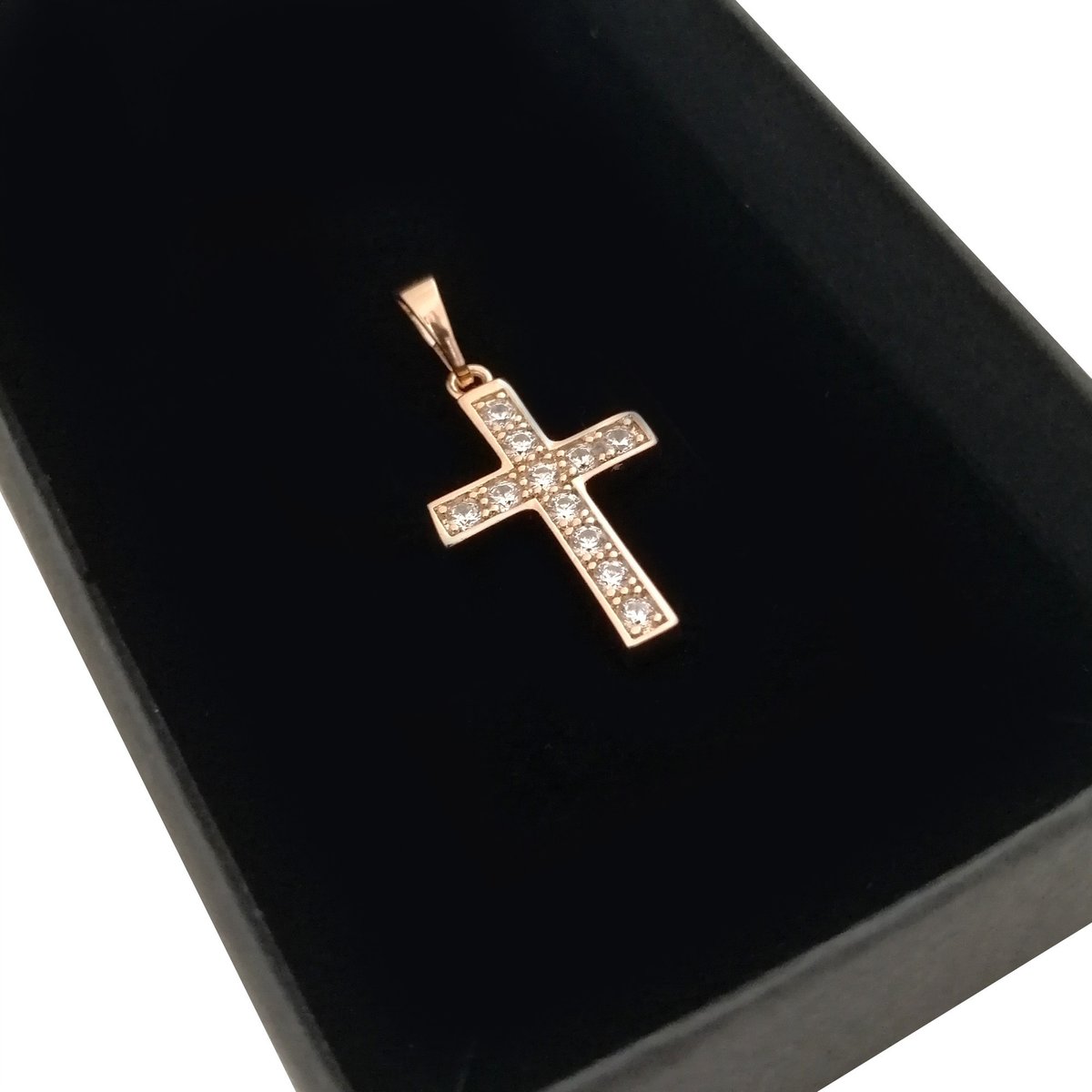 Złota Zawieszka Krzyżyk Z Kryształkami 18K Prezent Dla Niej Żony Dziewczyny