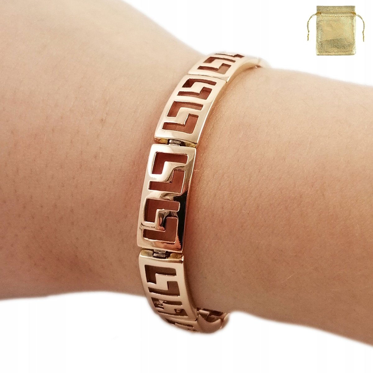 PIĘKNA ZŁOTA DAMSKA BRANSOLETKA GRECKA NA PREZENT