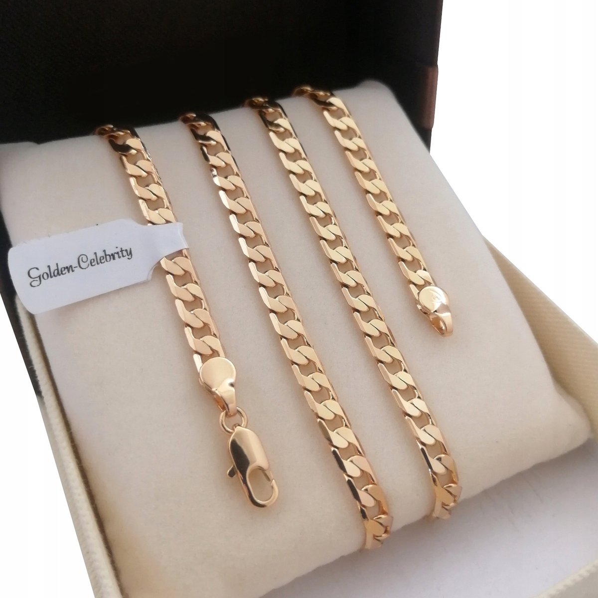 LUKSUSOWY ŁAŃCUSZEK PANCERKA 50 CM 18K