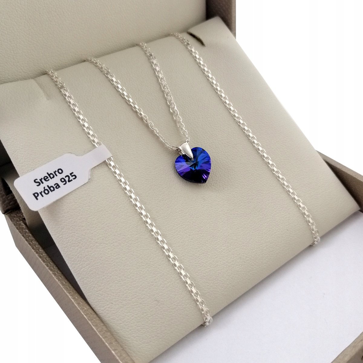 Srebrny Naszyjnik Swarovski Serce 925 + Dedykacja