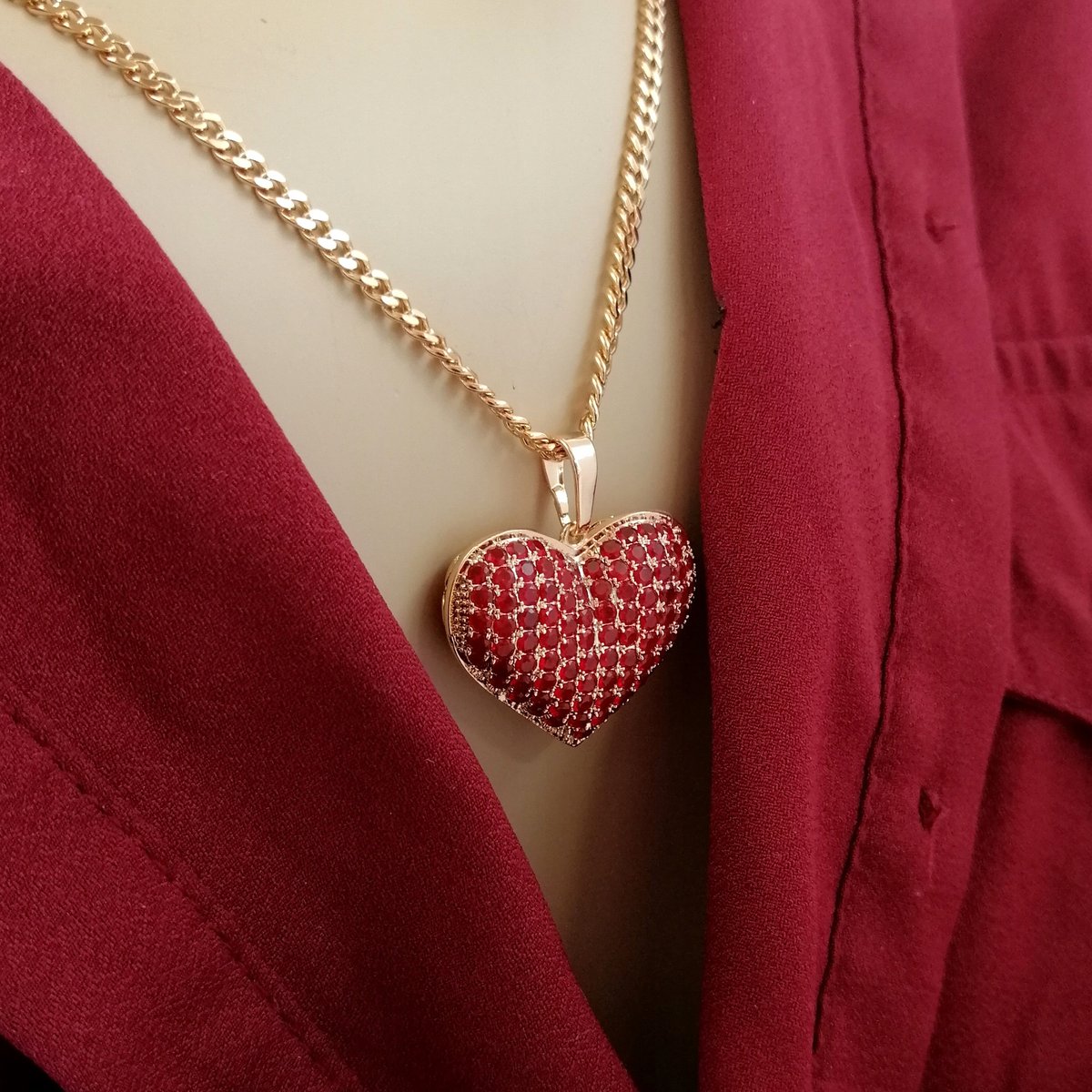 Unikatowy Złoty Naszyjnik Serce Szkarłatne Prezent