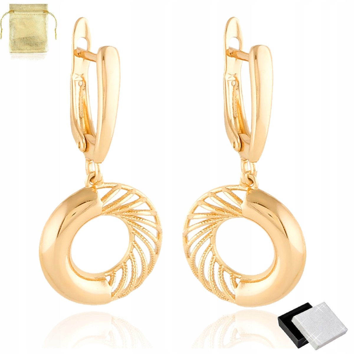 Złote Kolczyki Ze Stali Chirurgicznej 316L Prezent