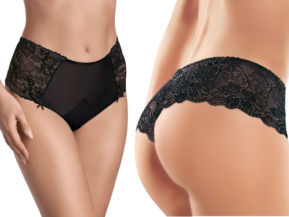 Ewana 079 Koronkowe Szorty Biodrówki Czarny S