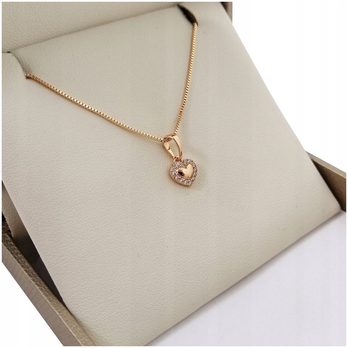 Złoty Łańcuszek Serce Serduszko Prezent Dla Niej 18K + Dedykacja Gratis