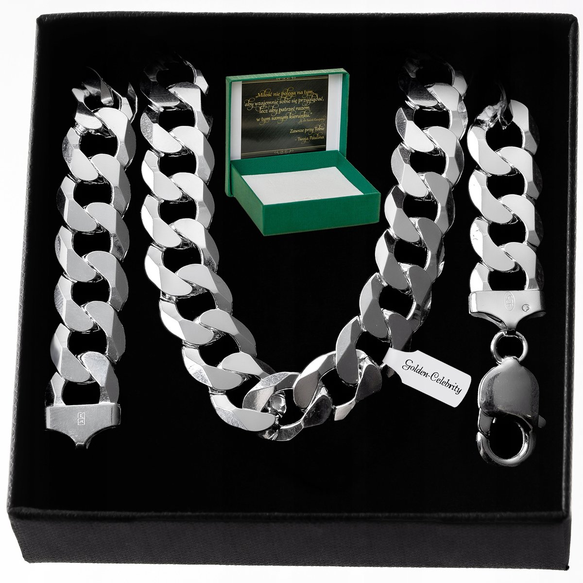 Łańcuszek Srebrny Męski Gruby Pancerka Diamentowana 11,5 Mm + Grawer Gratis