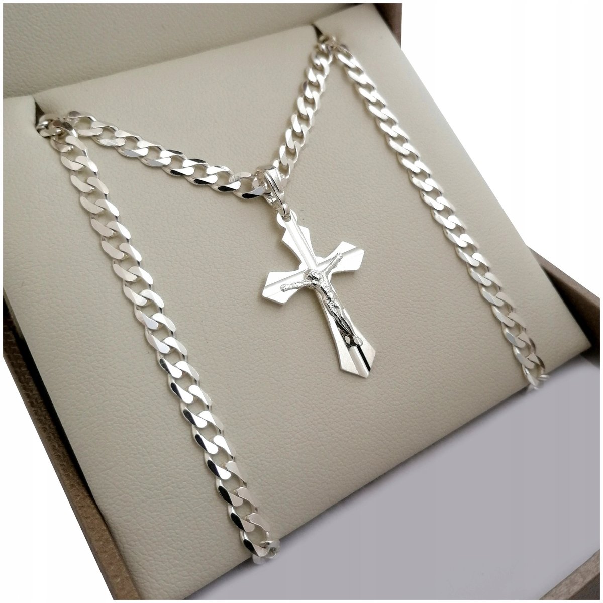 Srebrny Męski Naszyjnik Z Krzyżykiem 925 + Prezent Dla Faceta Na Urodziny