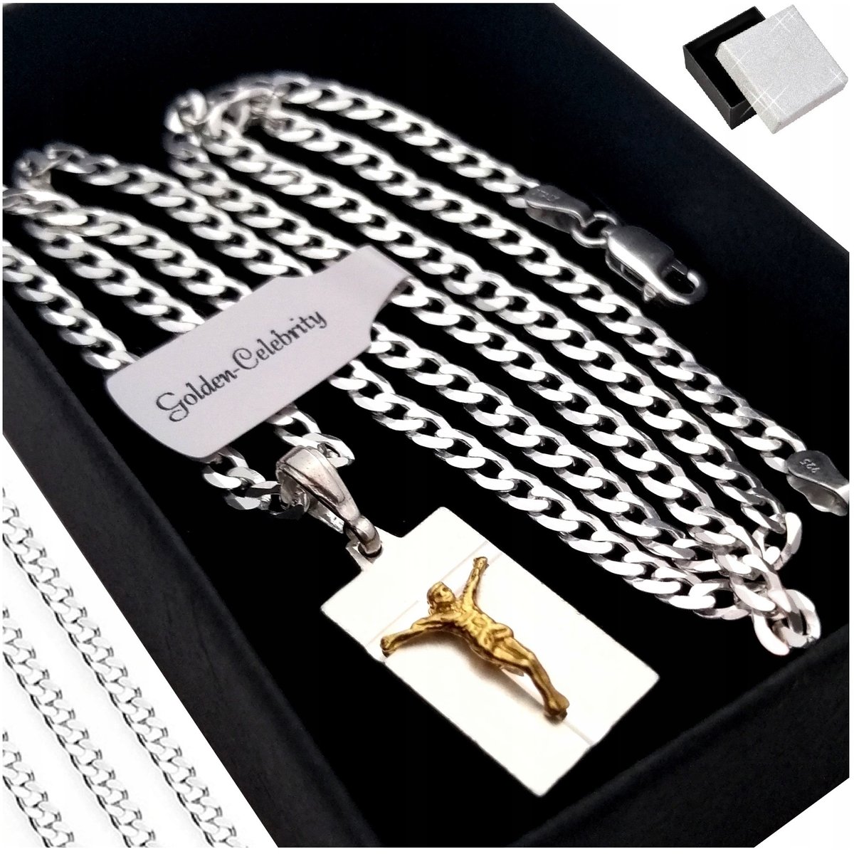 Srebrny Męski Łańcuszek Pancerka Zawieszka Medalik Pr 925 Prezent Dla Niego