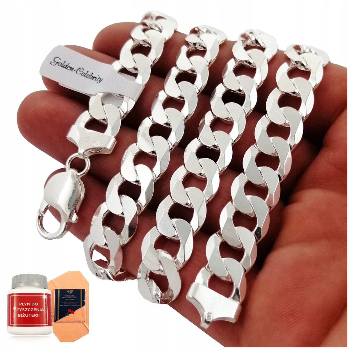 Srebrny Gruby Łańcuch Męski 925 Pancerka 12Mm / Potężny / Szeroki + Gratisy