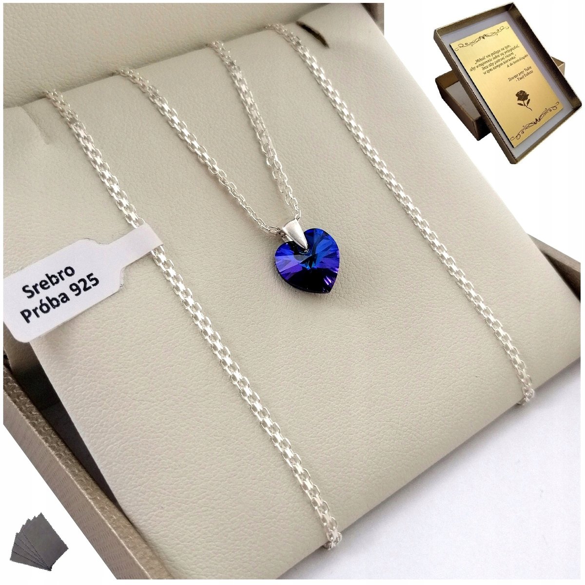 Srebrny Naszyjnik Serce Swarovski Dla Niej + Grawer Na Prezent Dla Kobiety