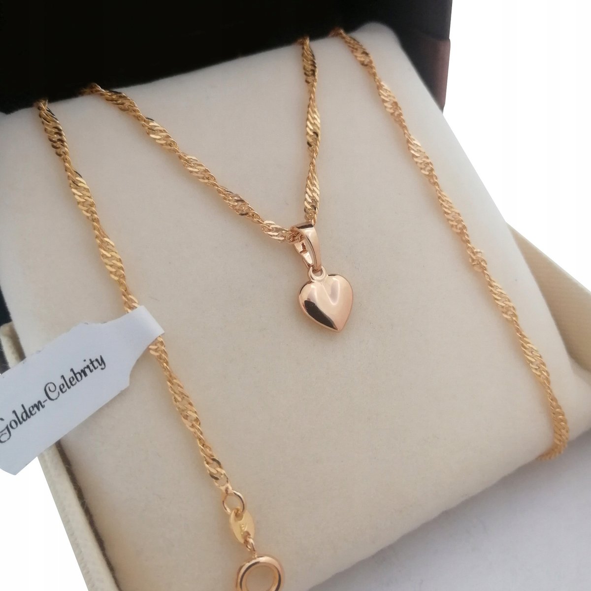 Unikalny Delikatny Komplet Serce 18K Prezent Nowy