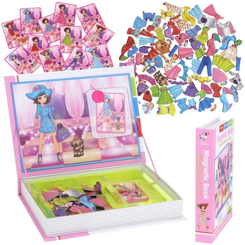 Układanka Książka Magnetyczna Magnesy Puzzle Klocki Ubieranie Lalki Ubrania