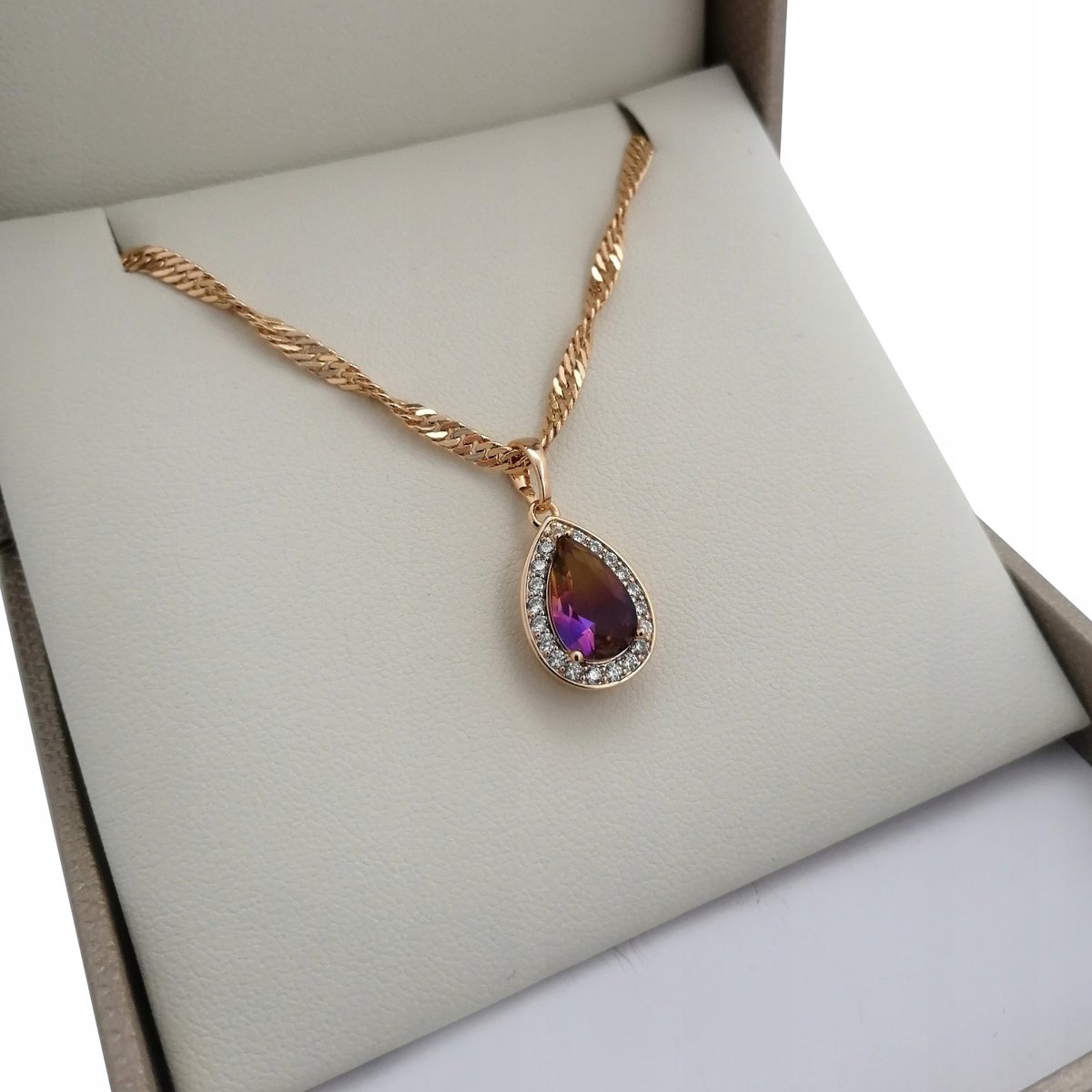 Złoty Naszyjnik Kryształowy 18K 55Cm Prezent