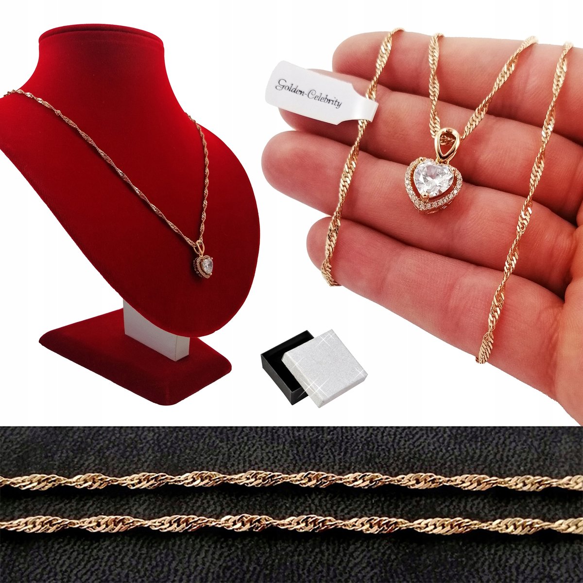 Złoty Naszyjnik Serce 18K Prezent Dla Dziewczyny