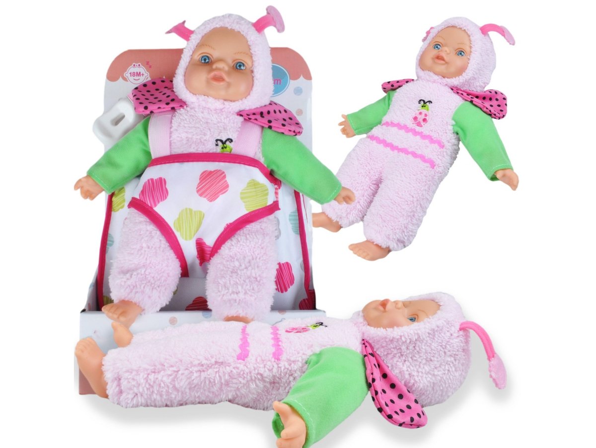 Lalka Bobas Laleczka Gumowa Baby Z Plecakiem Nosidełkiem Prezent Dziewczynka