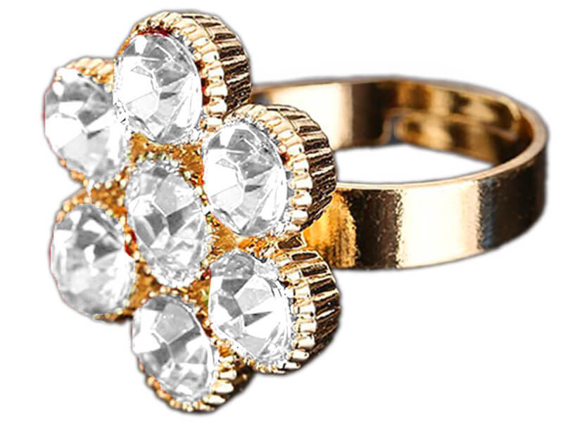 Elegancki pierścionek kwiatuszek z białymi cyrkoniami na prezent