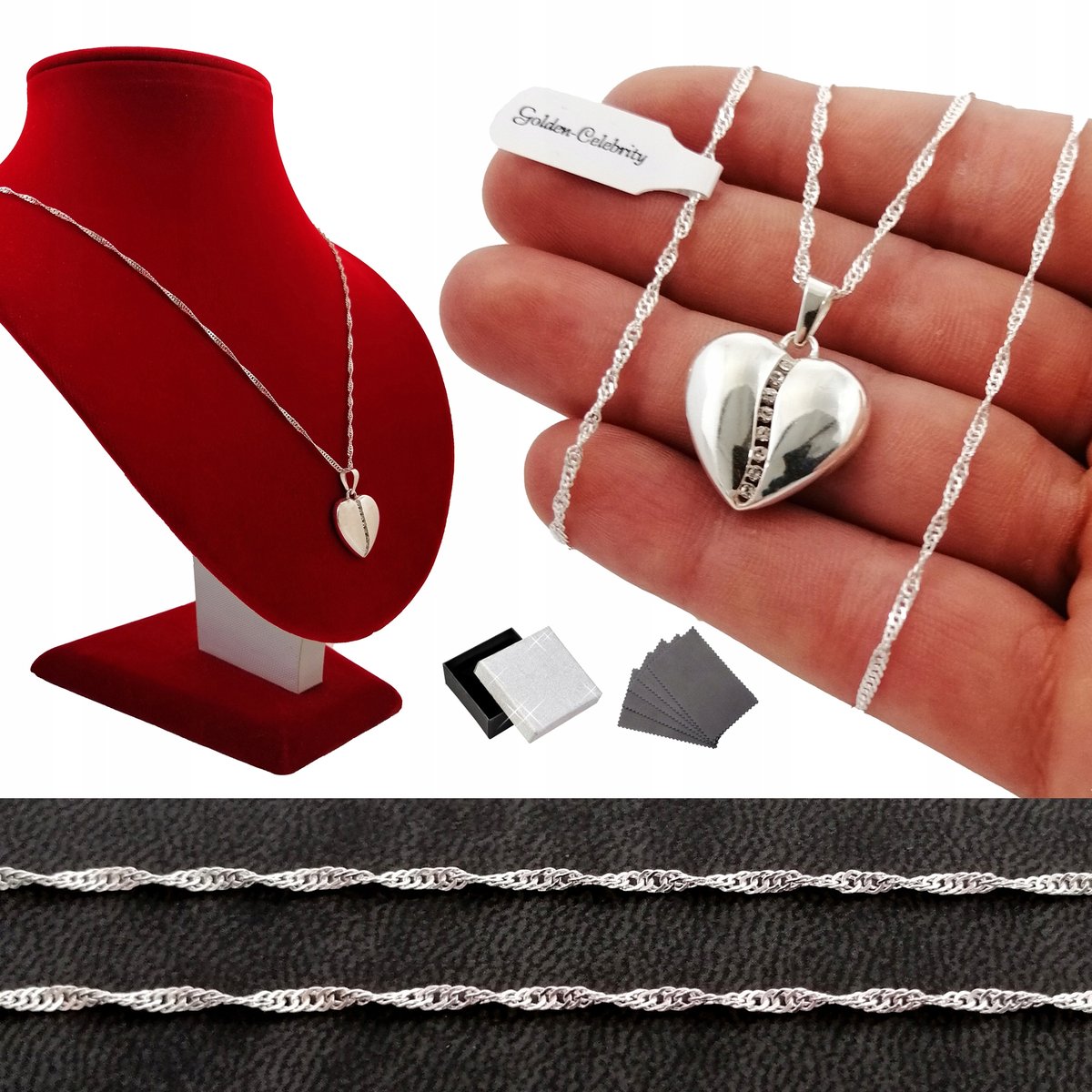 Srebrny Naszyjnik Pr925 Prezent Dla Kobiety Serce