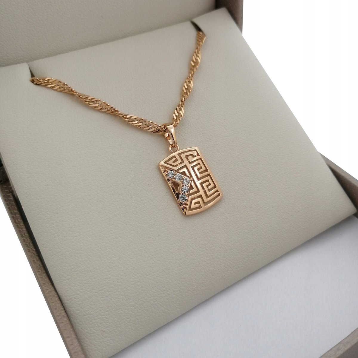 ZŁOTY NASZYJNIK GRECKI 18K DZIEŃ MAMY+ DEDYKACJA