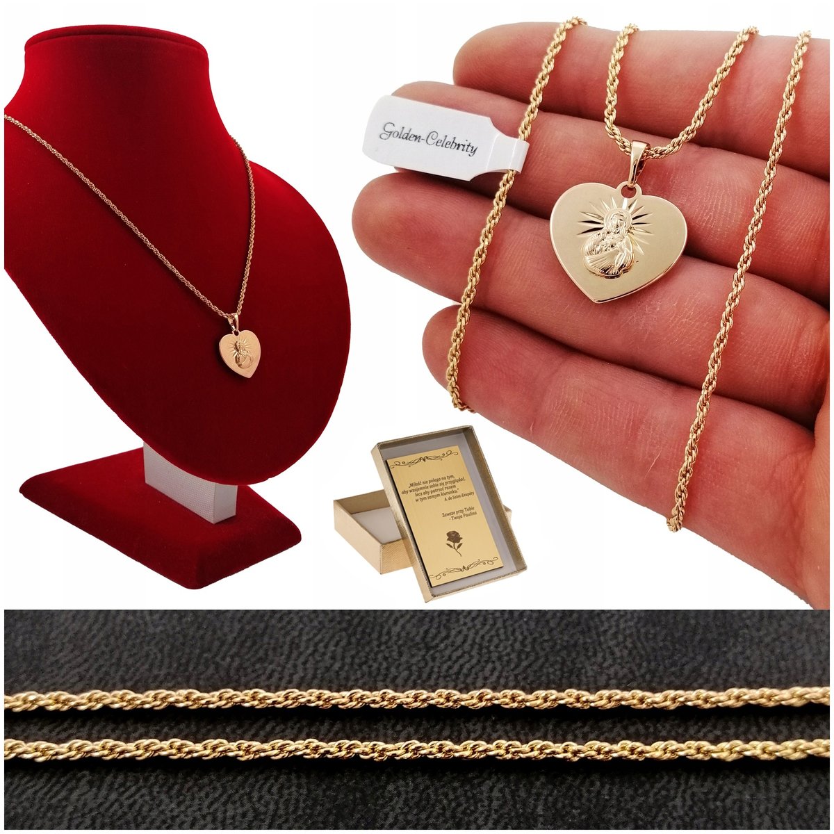 Złoty Łańcuszek Zawieszka Serce Dla Babci + Grawer