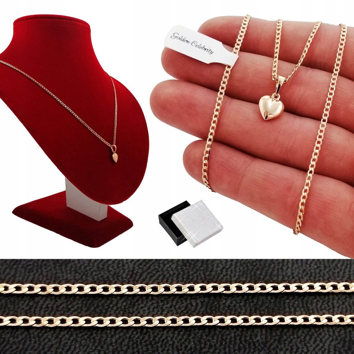 Złoty Naszyjnik Serce Klasyczne Prezent Dla Niej