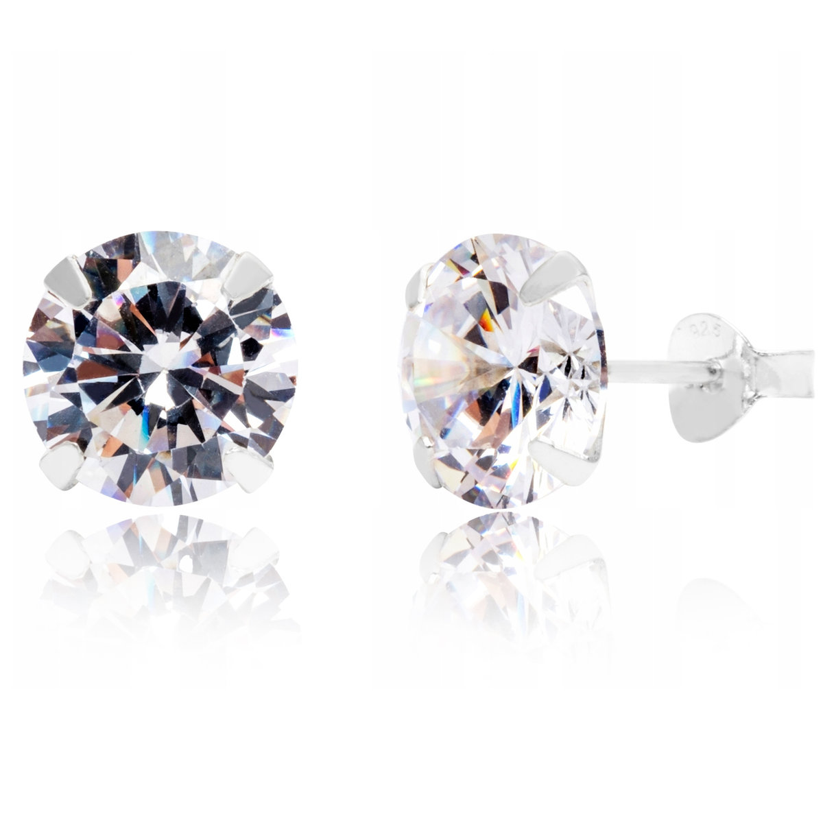 Srebrne Kolczyki Cyrkonie Okrągłe 8Mm 925 Prezent Dla Dziewczyny Córki Mamy