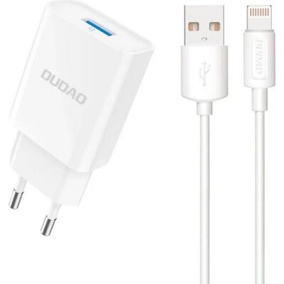 Ładowarka sieciowa Dudao A4EU USB-A 2.1A - biaa + kabel USB-A - Lightning