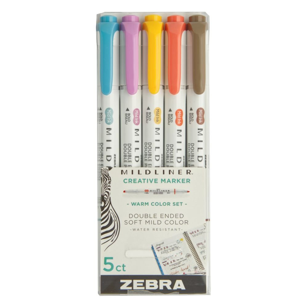 Zakreślacze Zestaw Warm Zebra Mildliner 5 kolorów