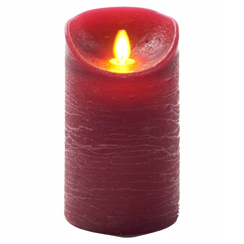 Świeca woskowa LED ruchomy płomień Burgundowy 15cm