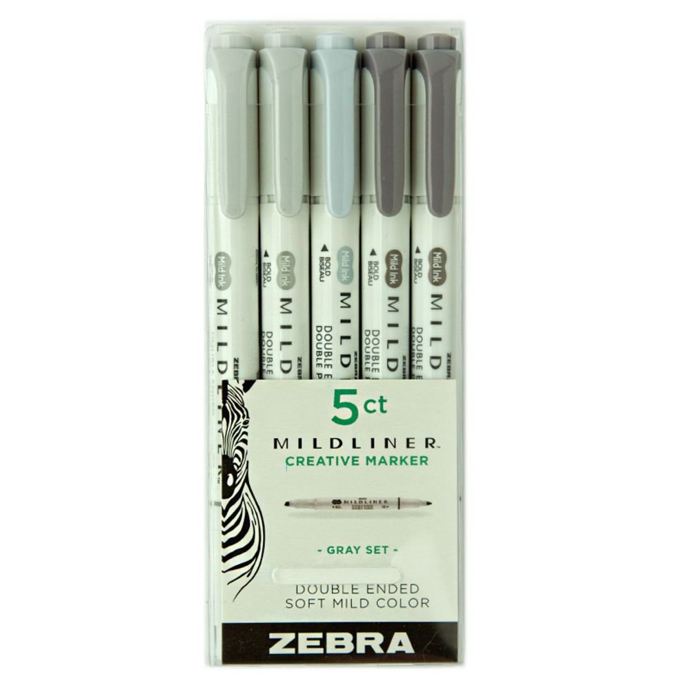 Zakreślacze Zestaw Gray Zebra Mildliner 5 kolorów