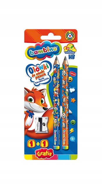 OŁÓWEK DO NAUKI PISANIA BAMBINO 2 SZT + TEMPERÓWKA
