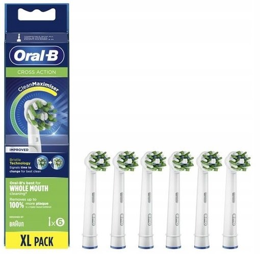 ORAL-B CROSS ACTION 6 Główek Wymiennych Końcówki Do Szczoteczki Maximiser