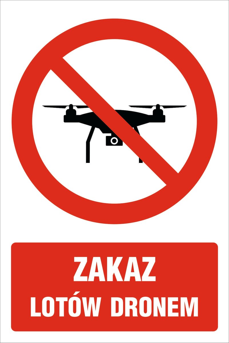 Naklejka Zakaz lotów dronem 30x42cm