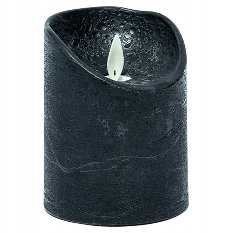 Świeca woskowa LED ruchomy płomień - Czarny 10cm
