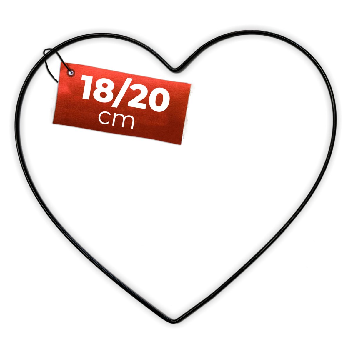 Obręcz metalowa CZARNE SERCE do dekoracji 20 cm