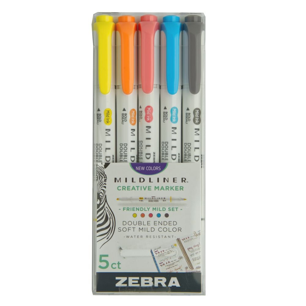 Zakreślacze Zestaw Friendly Zebra Mildliner 5 kolorów